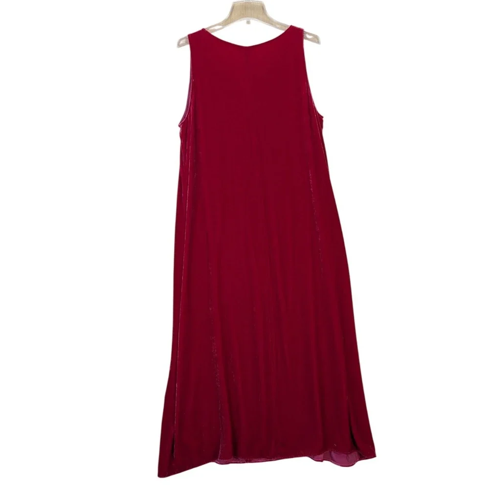 Eileen Fisher Red Silk‎ Blend Velvet Maxi Dress Womens Large Feminine Romantic